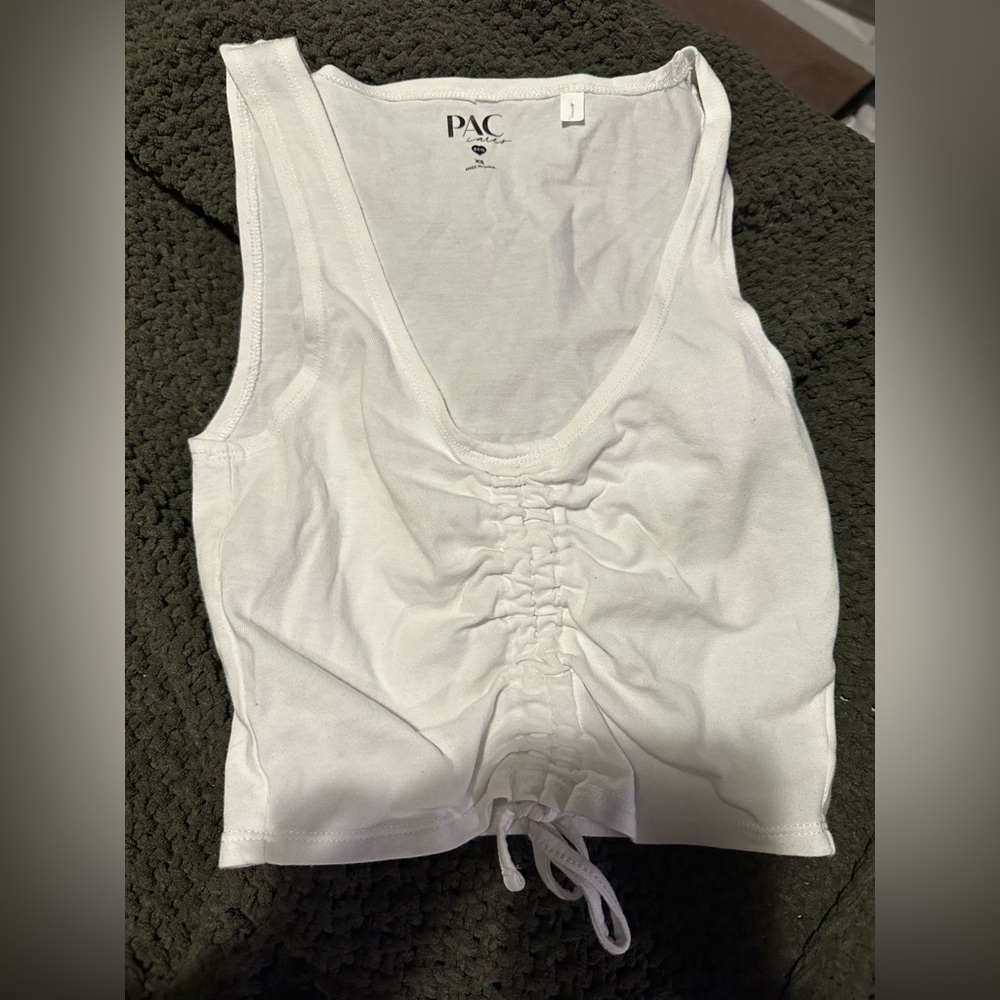 White Pac Sun Crop Top with scrunch and tie